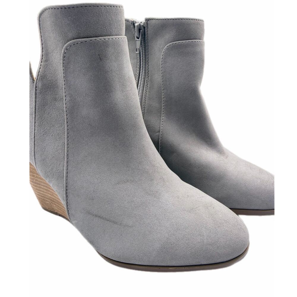 Ccocci Sydney Wedge Light Gray Slit Side Zip Trendy Cute Fall Ankle Booties - Picture 8 of 11